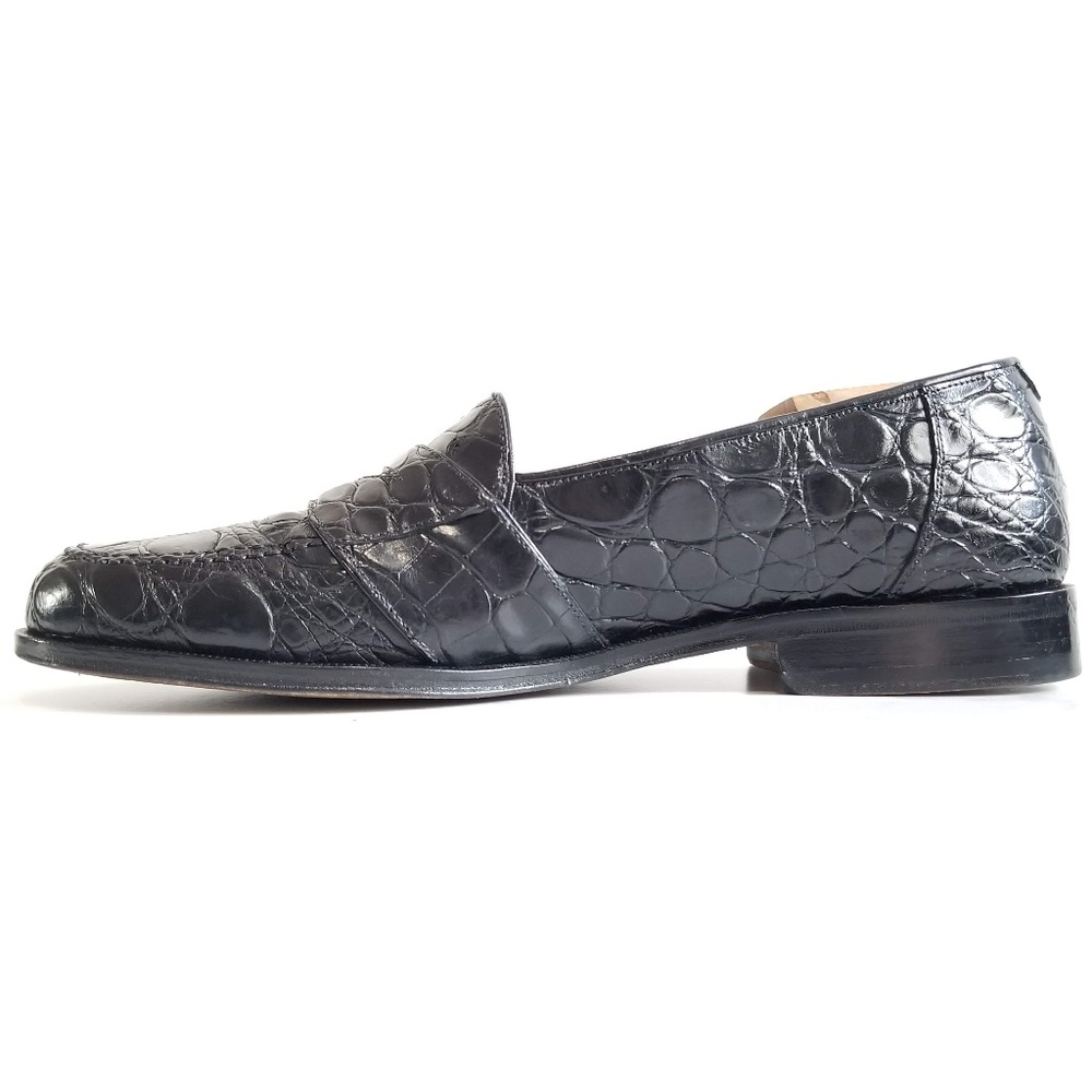 Maus & Hoffman Black Crocodile Slip Ons Loafers - Picture 3 of 8